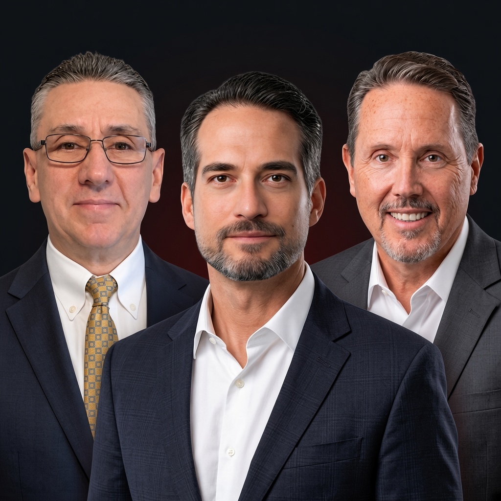 PURSUON leadership portrait: Anthony Brenz on the left, Steve Reinharz in the center and Doug Clemons on the right.